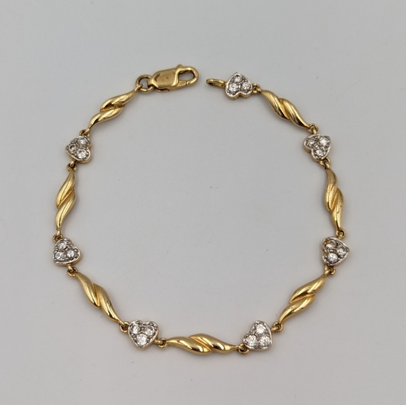 Ross Simons Gold Plate Sterling silver CZ HEART Stetsons Tennis Bracelet 7.5" - Picture 4 of 10